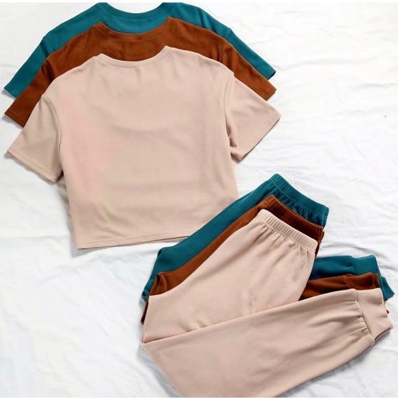 Pants - 2- Piece Cozy Lounge Set in Nude & Rust Colored